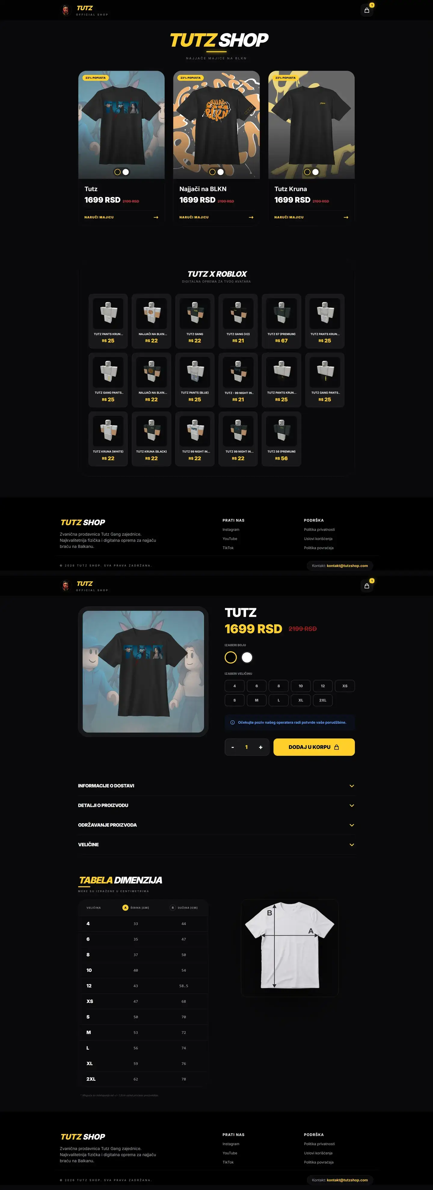 Tutz Shop web sajt